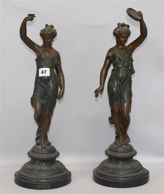 A pair of spelter figures height 47cm